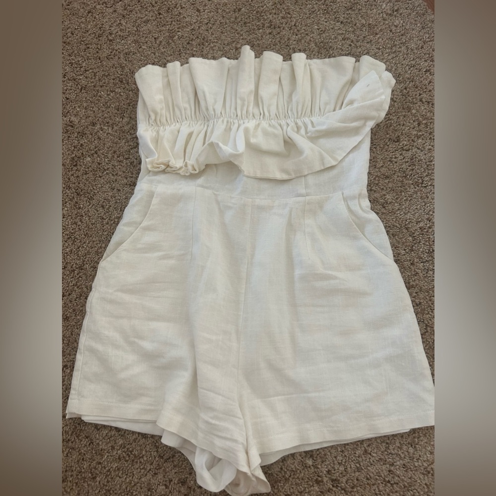 White strapless romper from princess polly